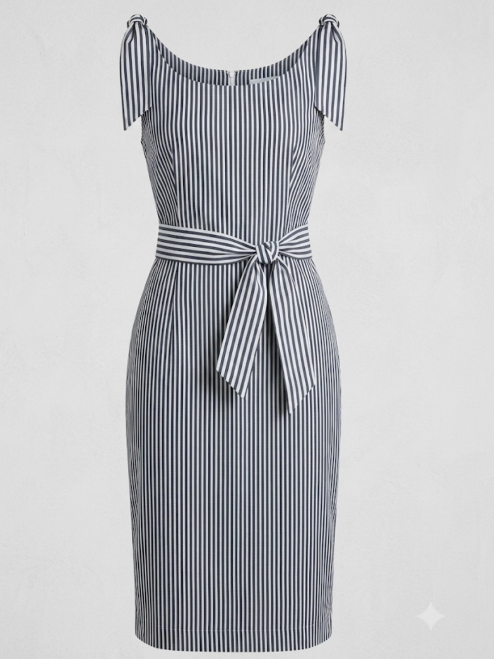 NWT MILLY 100% cotton Striped Bow-Tie Sheath Dress in Black and White sz 4